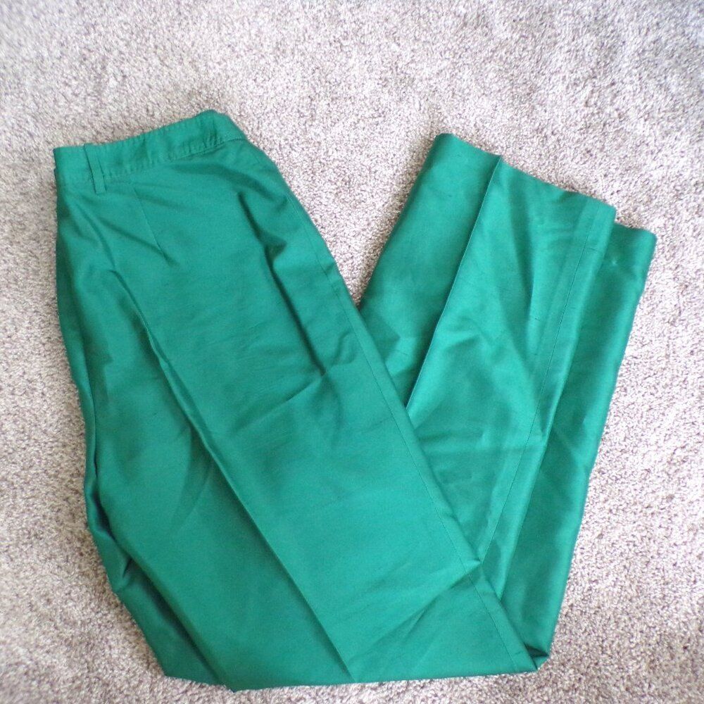 Brioni green silk wide leg pants 48 - Picture 4 of 10